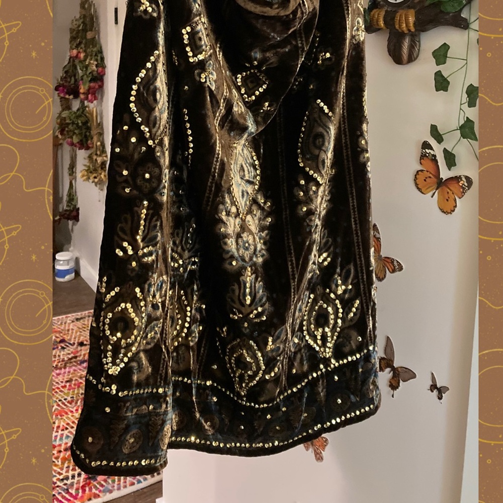 Stunning velvet print sequin Boho Skirt